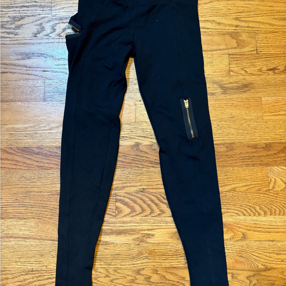 Womens David Lerner Black Leggings with Zipper Detail